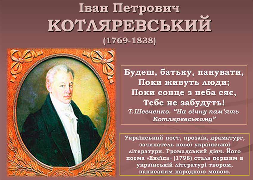 255 років від дня народження І.П. Котляревського